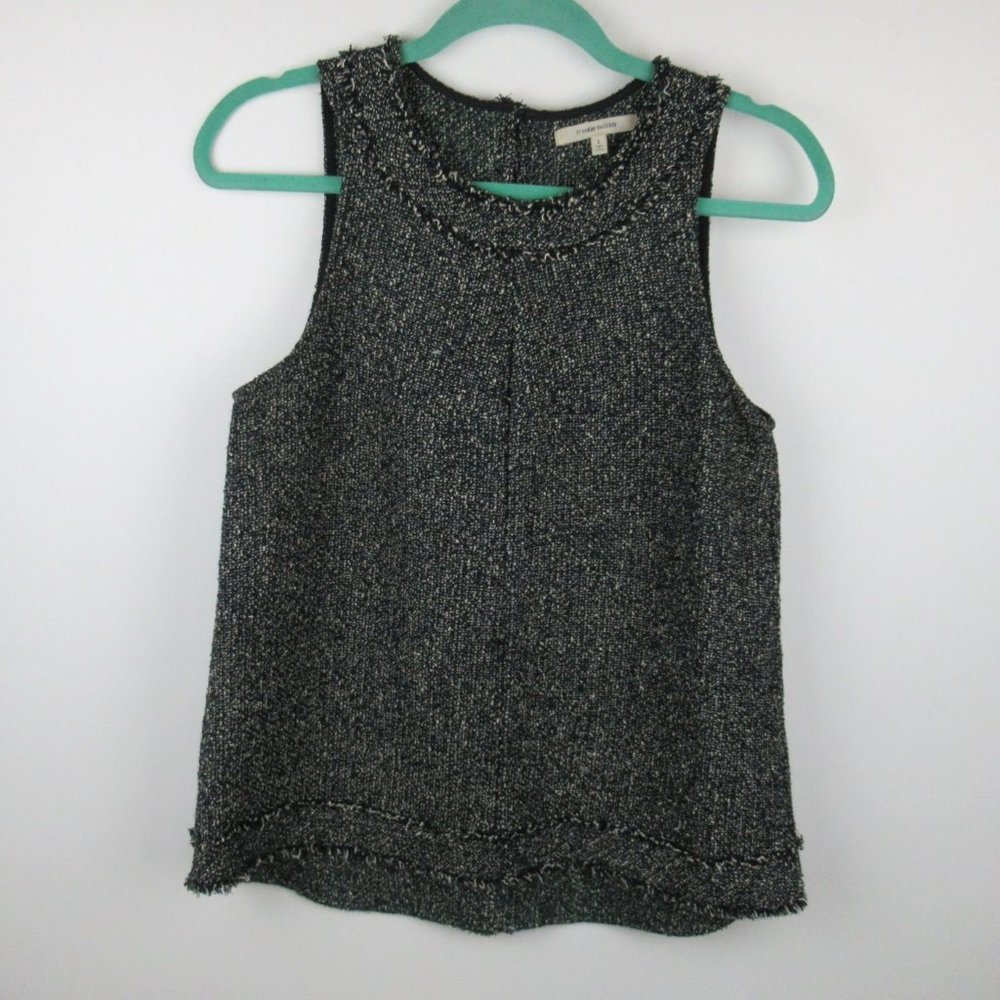 41 Hawthorn Stitch Fix Abury Fringe Trim Tweed Sleeveless Blouse sz S